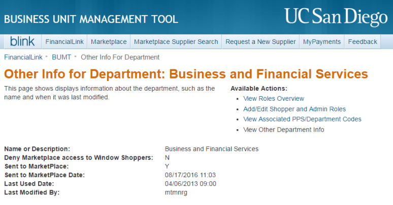 department info